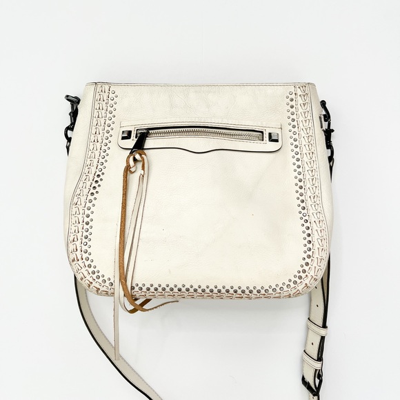 Rebecca Minkoff Handbags - White Rebecca Minkoff Studded Braided Leather Crossbody Bag